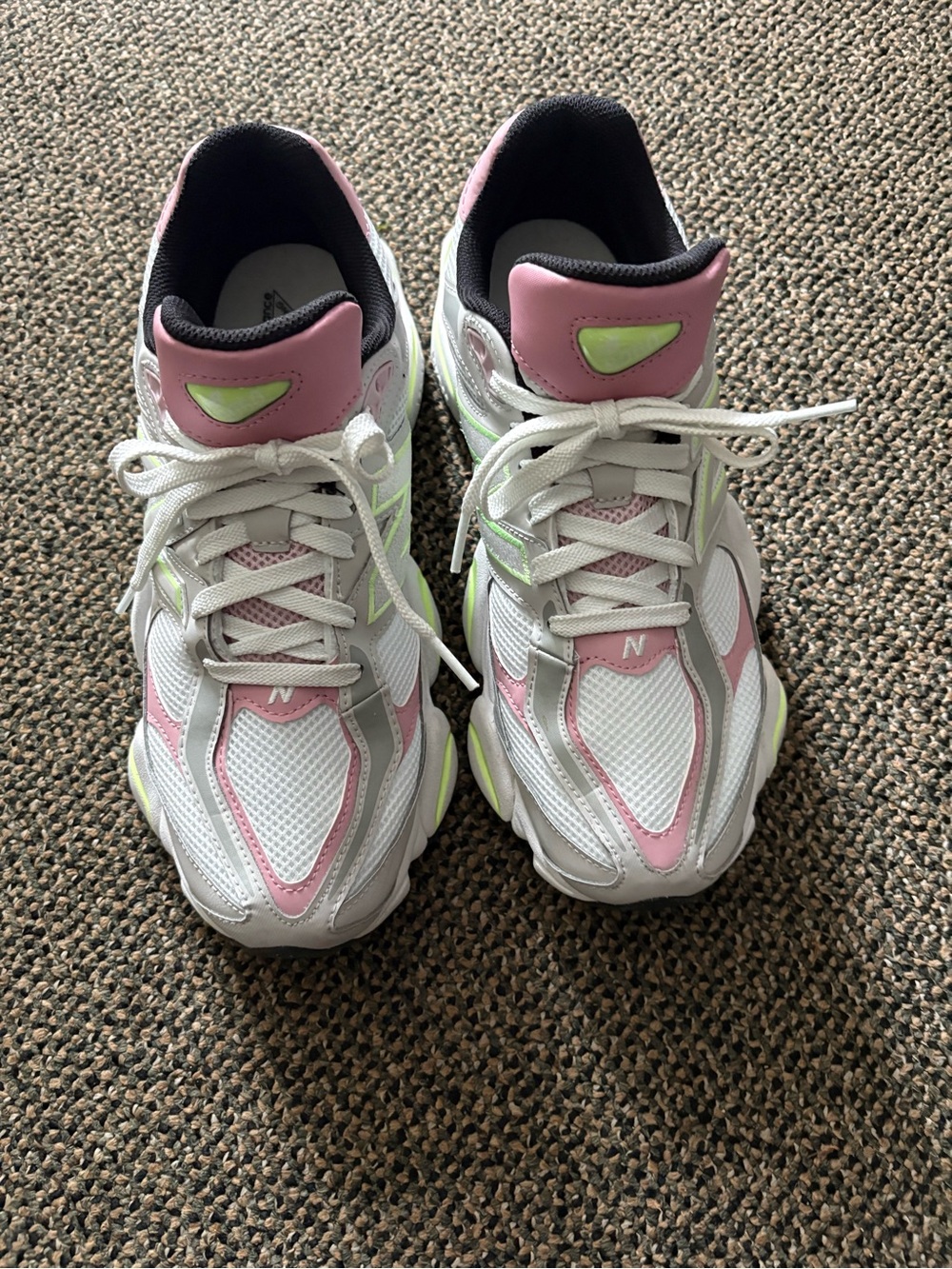 New Balance White Sneakers with Pink and Neon Accents